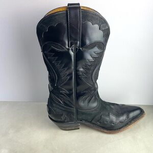 Tom Houston Men's Western Boots Vintage Black Riding Work Leather Cowboy 7 E